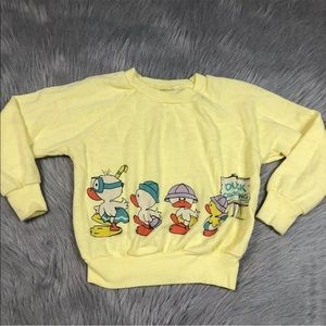 Vintage Toddler Girls Yellow Duck Crossing Sweater